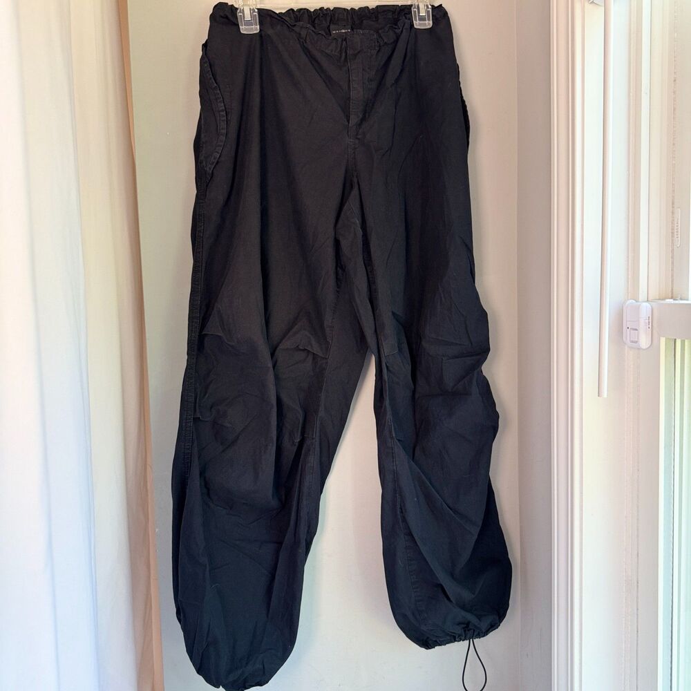 IETSFRANS Women's M Black Balloon Cargo Pants 100% Cotton Y2K GORPCORE